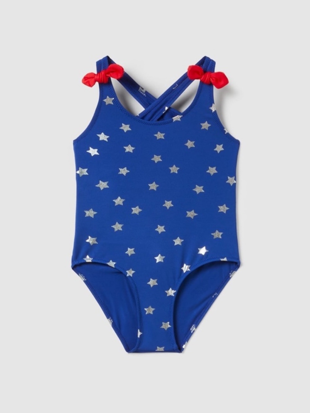 NWOT ZARA Kids Star One-Piece Swimsuit With Red Bow Straps